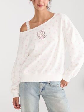Hello Kitty Off-The-Shoulder Sweatshirt-Large